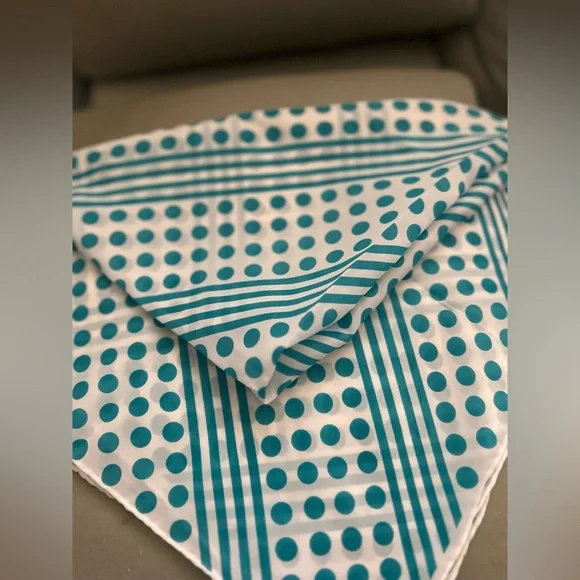 Teal Polka Dot and Stripe Scarf - Picture 1 of 5